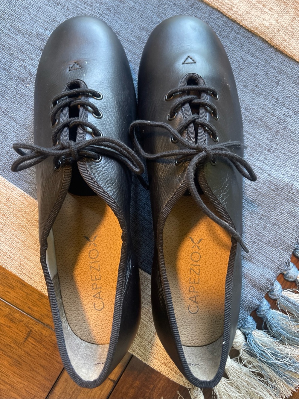Capezio Black Leather Lace-Up Dance Oxfords